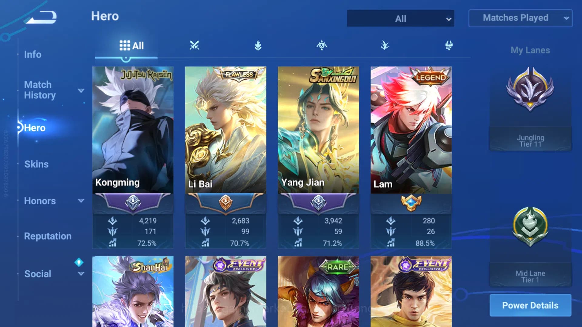 Honor of Kings Accounts GLOBAL 112H 139S | JUNG T11 | FLAW LIBAI | JJK KON image 15