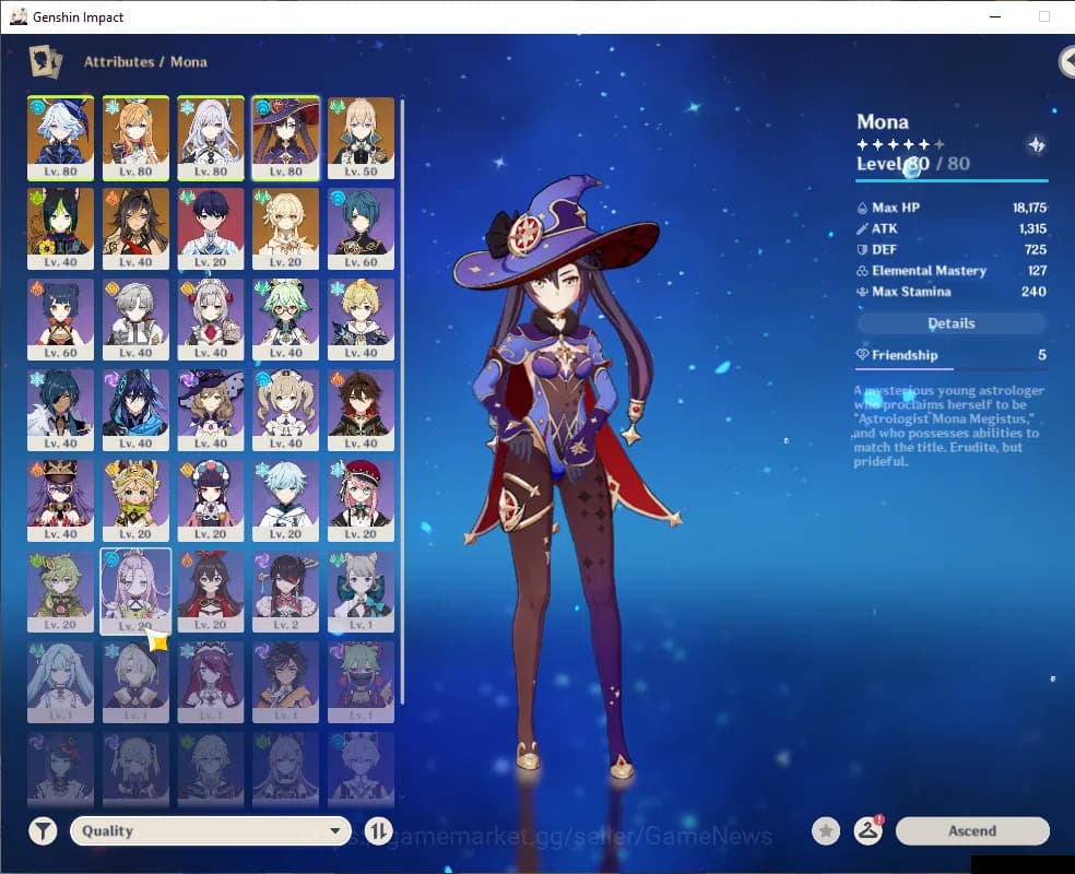 Genshin Impact Accounts ASIA|AR 45|Prime Team Skirk|3 Limited+2(*5Wep)|Esc image 3