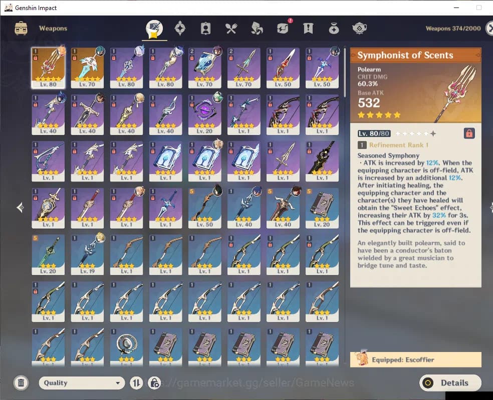 Genshin Impact Accounts ASIA|AR 45|Prime Team Skirk|3 Limited+2(*5Wep)|Esc image 4