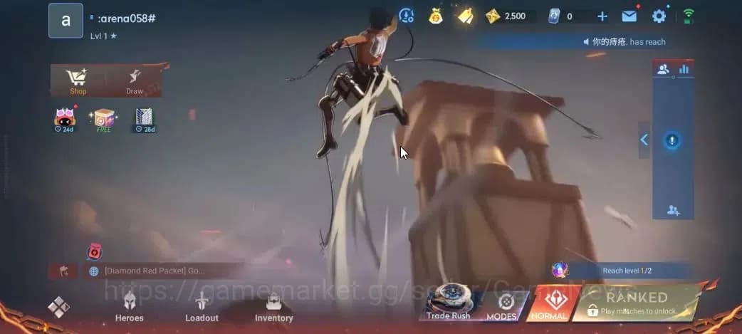 Honor of Kings Accounts Hero 7|Starter with Legend Skin Selection Chest(Di image 1