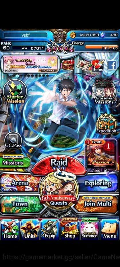 Grand Summoners Accounts Global|Rank 60|20 Ascend| ToumaTW,RimuruTW,MisakaT image 1