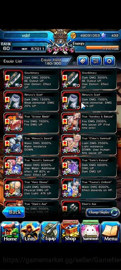 Grand Summoners Accounts Global|Rank 60|20 Ascend| ToumaTW,RimuruTW,MisakaT image 7