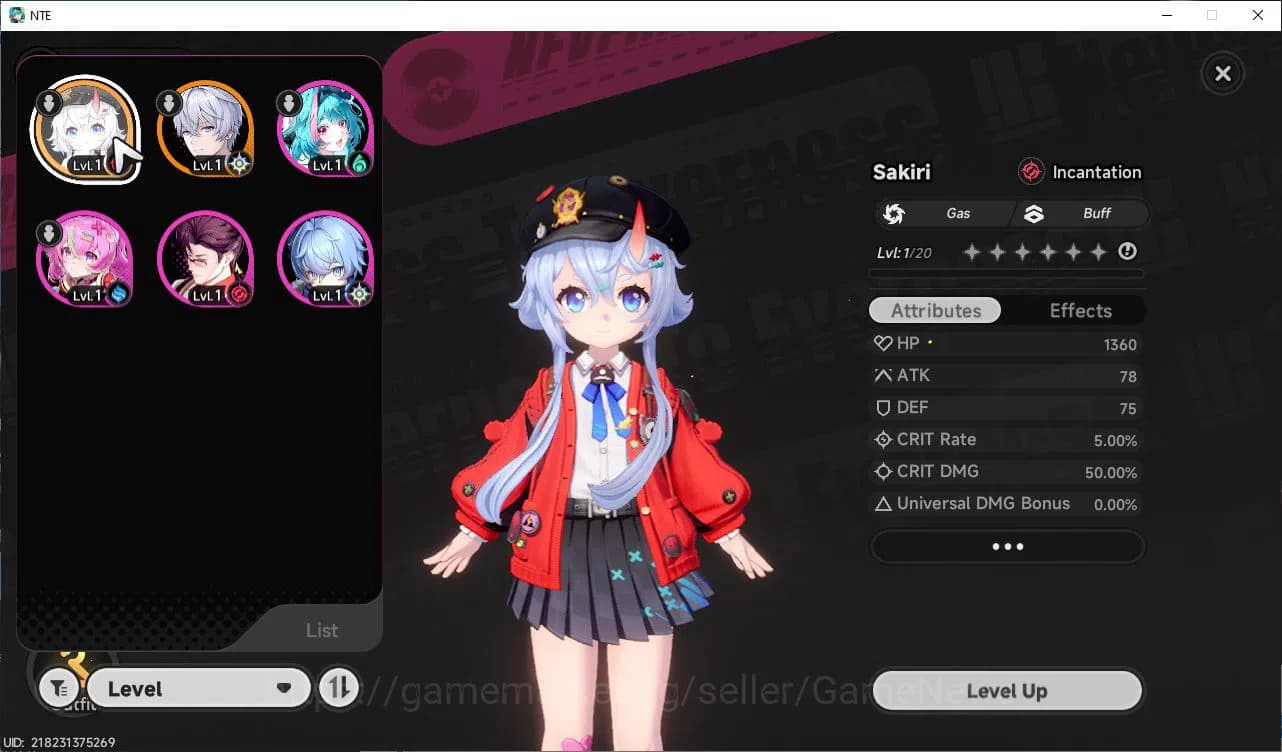 Neverness to Everness Accounts GLOBAL NA|HL 3| 1 SSR Sakiri |Selector 40/50|4 SR| image 1