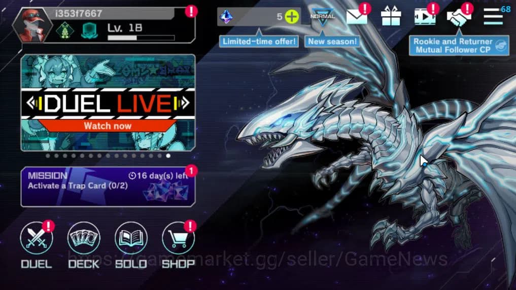Yu-Gi-Oh! Master Duel Accounts Lv 18 | 20 Deck |VSK9,DragonMaid,Dracotail,Yummys, image 1