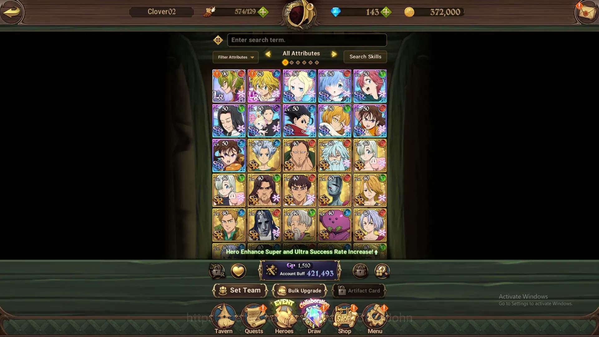 The Seven Deadly Sins: Grand Cross Accounts GLOBAL | 400k CC | Collab Re-Zero (Beatrice Subaru image 3