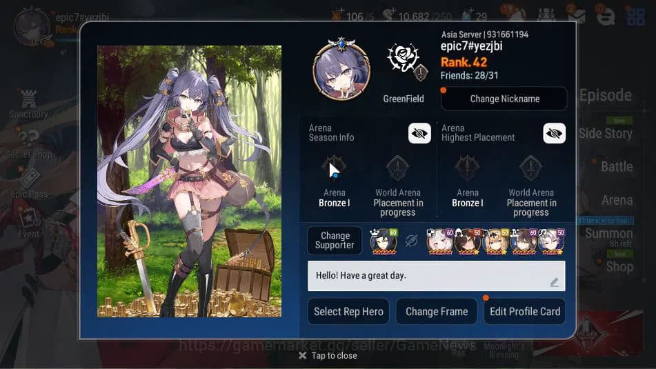 Epic Seven Accounts ASIA Verif|12 ML(DB Senya,DK Sharun,Ab Yufine,Etc) image 2