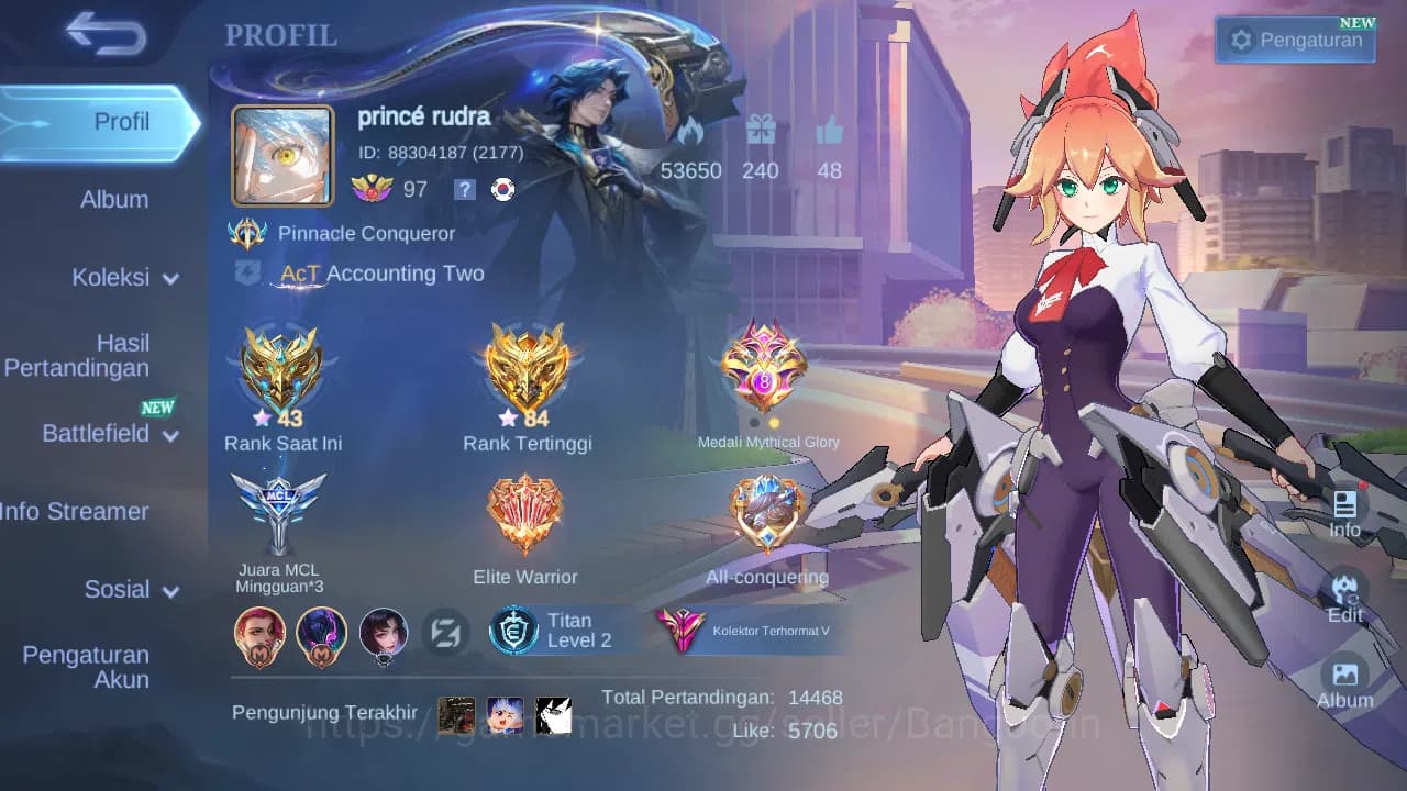 Mobile Legends: Bang Bang Accounts GLOBAL Hero 132 Skin 304 Aspirant Fanny Layla | 11 image 18