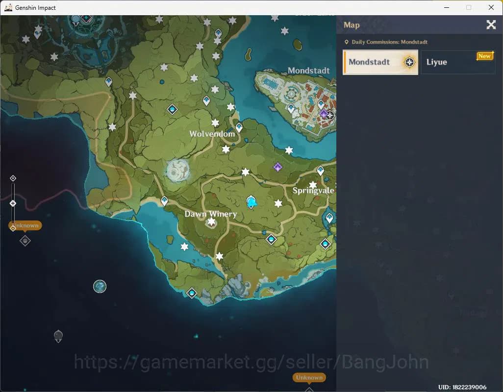 Genshin Impact Accounts ASIA|AR 22| 1 limit| Mid starter Zibai,etc|Low map image 2
