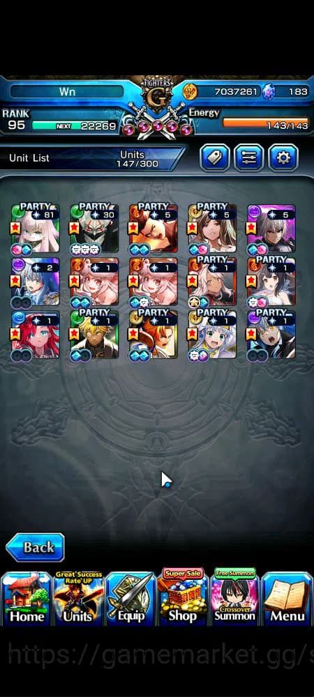 Grand Summoners Accounts Global|Rank 95|183 cc|15 Ascend+8 TW|[Okarun,DL Ri image 16