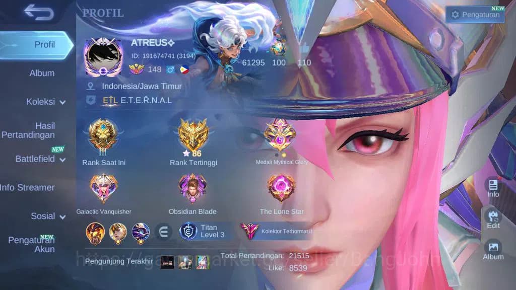 Mobile Legends: Bang Bang Accounts GLOBAL|Hero 132|skin 400|legend(freya,alu),KOF val image 1