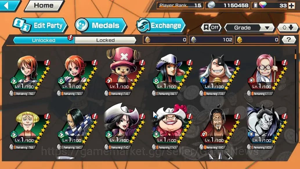 One Piece Bounty Rush Accounts Global |5 EX characters |Film Red Shanks,Blackbear image 12