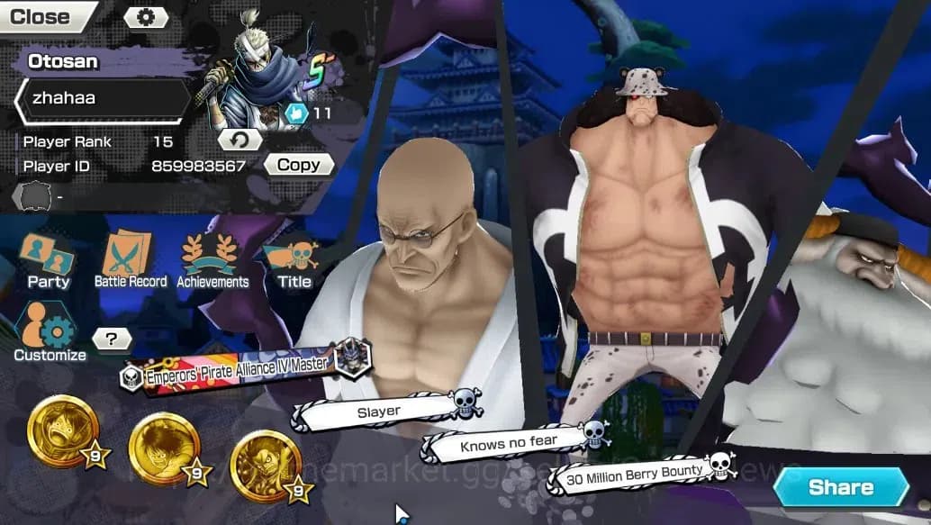 One Piece Bounty Rush Accounts Global |5 EX characters |Film Red Shanks,Blackbear image 2