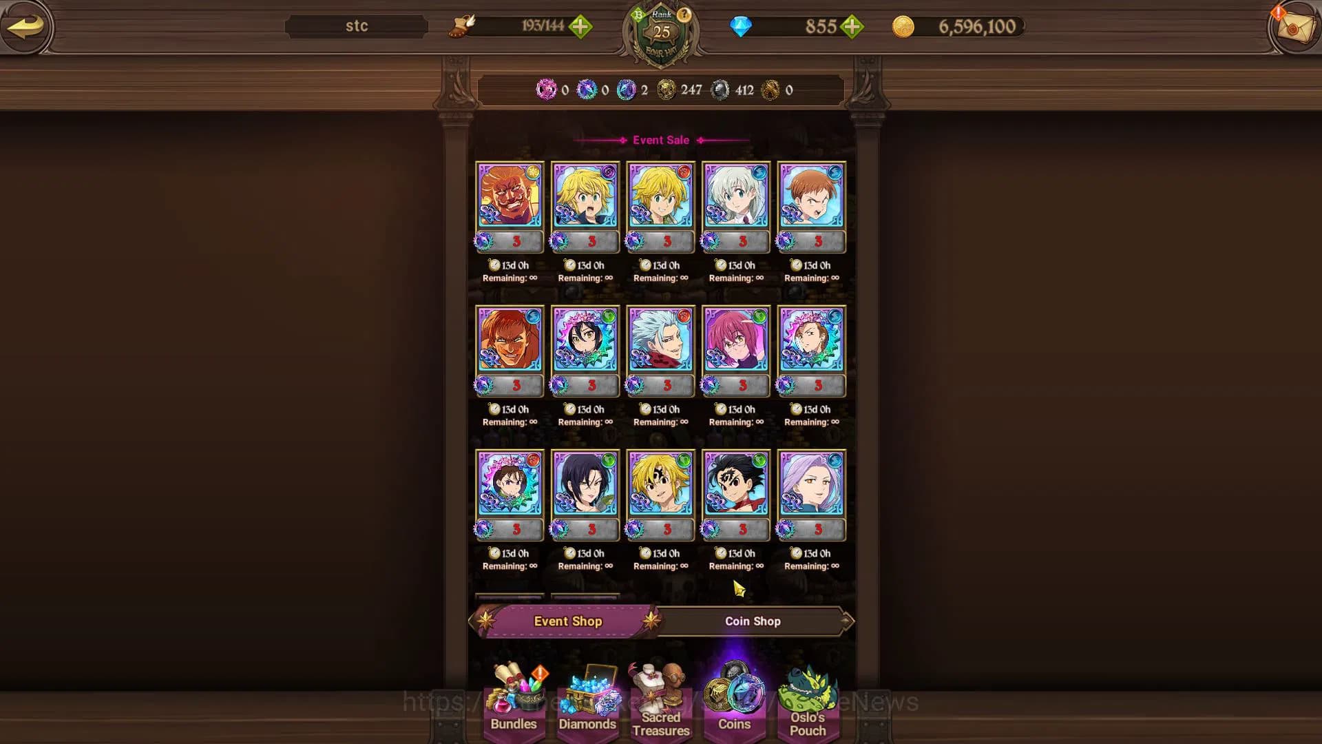 The Seven Deadly Sins: Grand Cross Accounts Global|882K CC|Starter Ch4|855 Dm|1 UR + Collab FF image 9