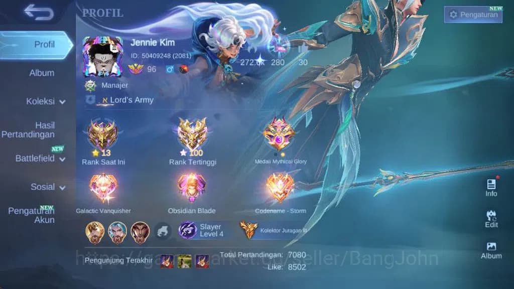 Mobile Legends: Bang Bang Accounts Global,Skin 578,Hero 132,Legnd(miya,saber,aluc,fre image 1