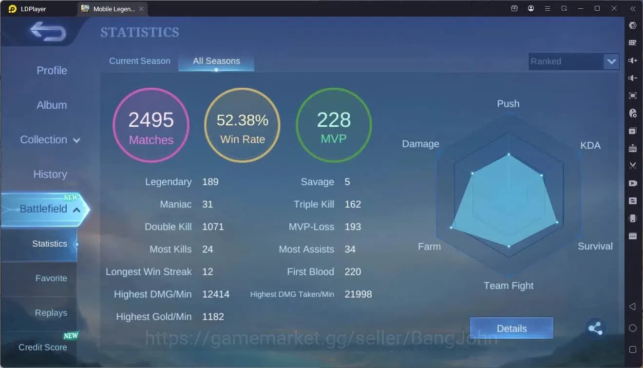 Mobile Legends: Bang Bang Accounts Global|Hero 105|Skin162|Expert|Prime Granger|KOF K image 20