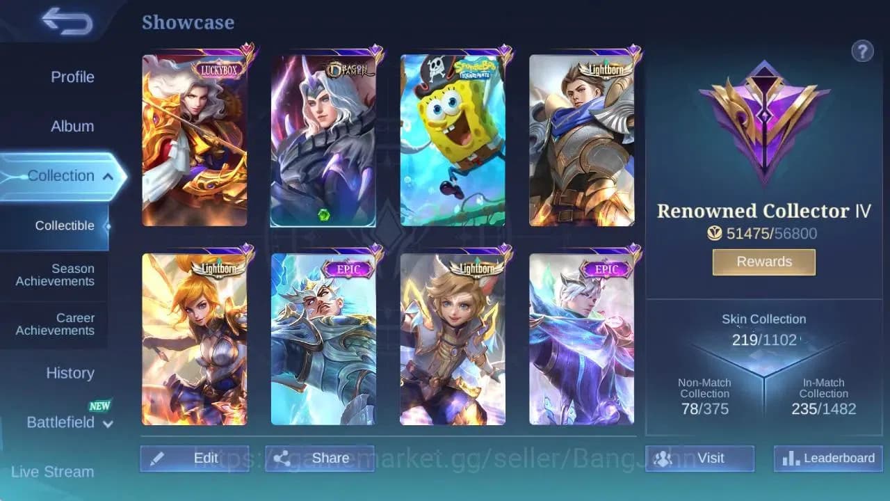 Mobile Legends: Bang Bang Accounts Global|Hero 106|Skin 219|Renowned|CC Natalia|KOF K image 2