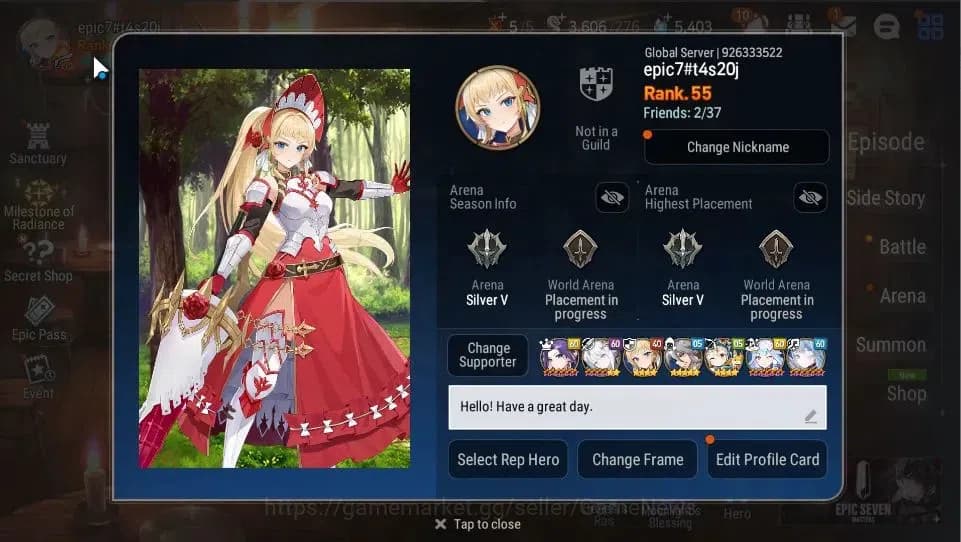 Epic Seven Accounts GLOBAL|UnVerif|4 ML(Salome,TE Kayron,SOT Snow,LC B image 2