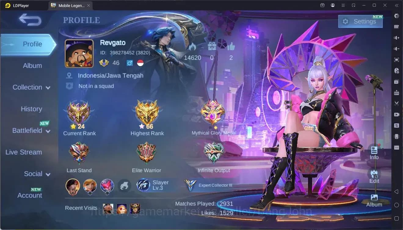 Mobile Legends: Bang Bang Accounts Global|Hero 102|Skin 151|Expert|KOF Karina|Gara|SS image 1