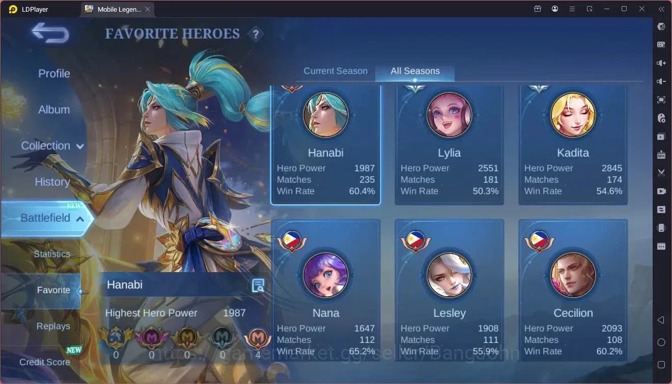 Mobile Legends: Bang Bang Accounts Global|Hero 102|Skin 151|Expert|KOF Karina|Gara|SS image 4
