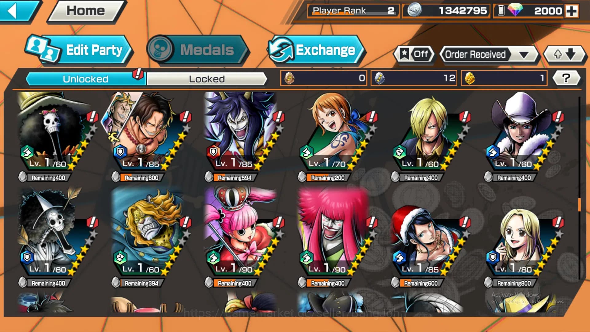 One Piece Bounty Rush Accounts Global | 2 EX | Rank 2 | DivineDeparture Shanks, F image 11