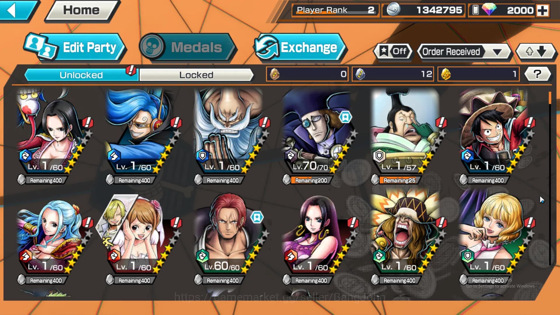 One Piece Bounty Rush Accounts Global | 2 EX | Rank 2 | DivineDeparture Shanks, F image 3