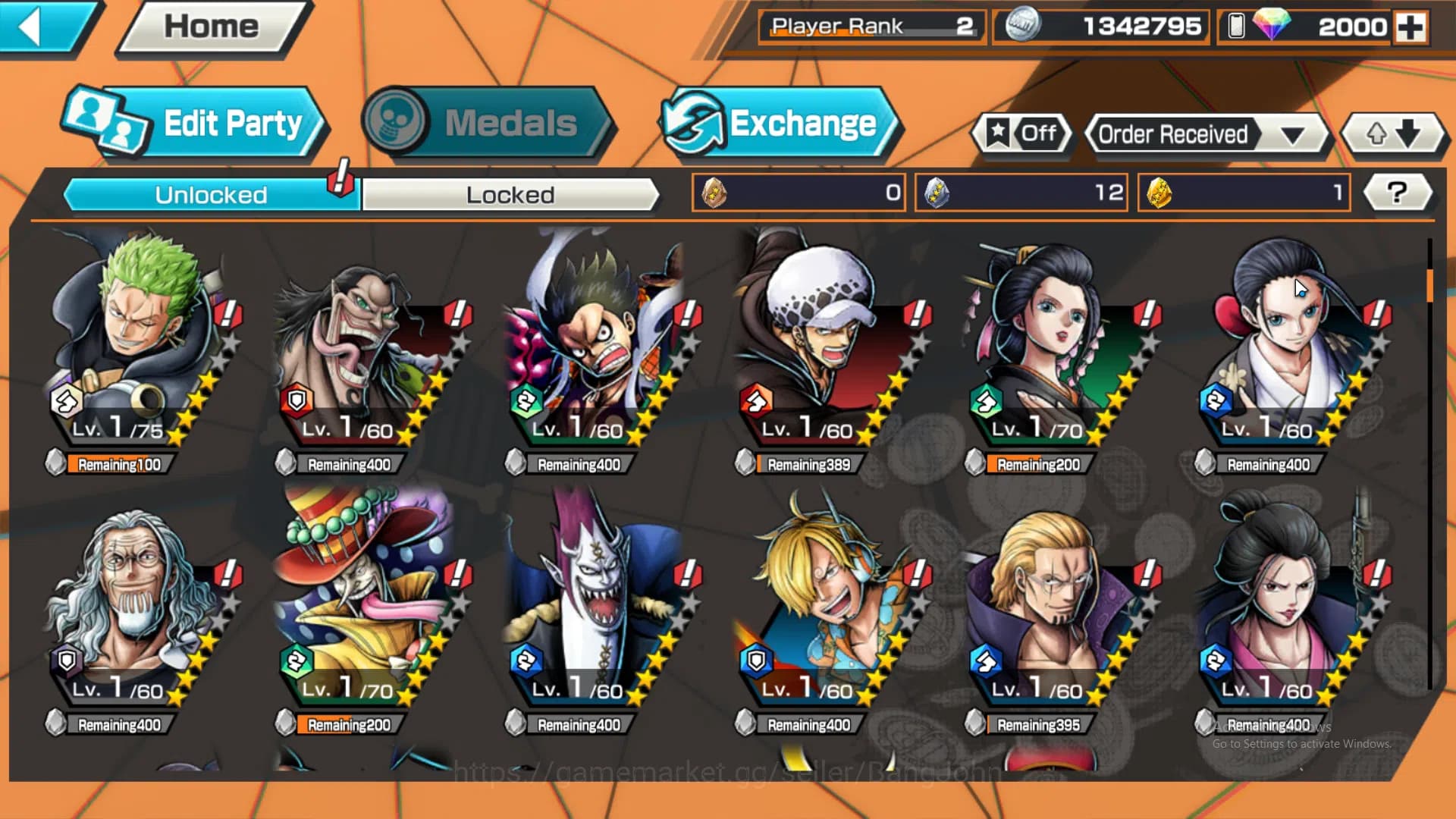 One Piece Bounty Rush Accounts Global | 2 EX | Rank 2 | DivineDeparture Shanks, F image 4