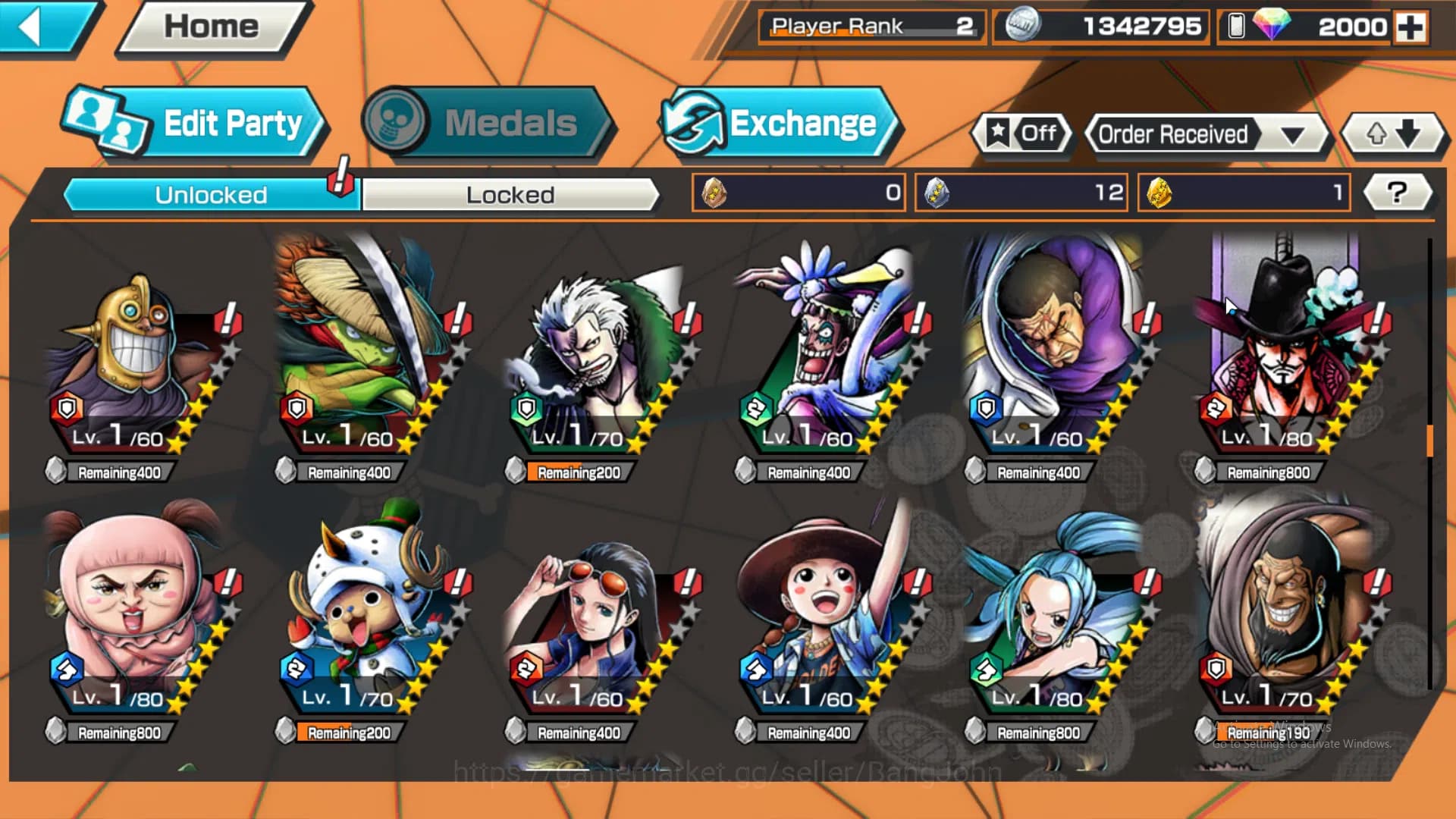 One Piece Bounty Rush Accounts Global | 2 EX | Rank 2 | DivineDeparture Shanks, F image 9