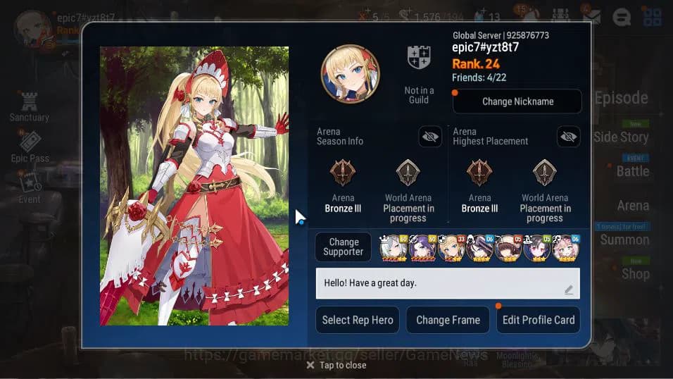 Epic Seven Accounts Global Unverif|3 ML (SS Vivian,A Laika,Sage Baal), image 2