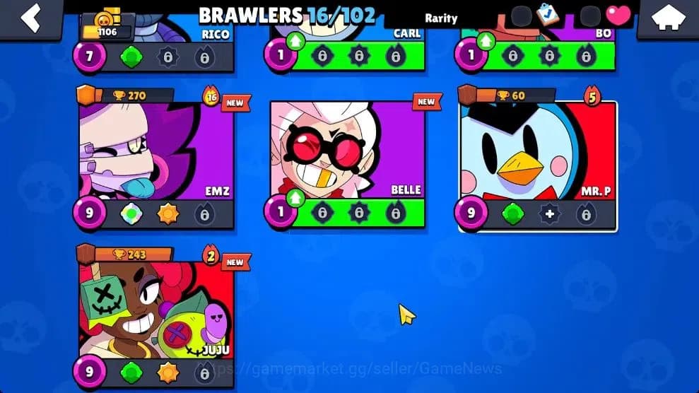 Brawl Stars Accounts 1106 Trophy|16 Brawlers Myth Juju, MR P|9 Skins|3 image 6