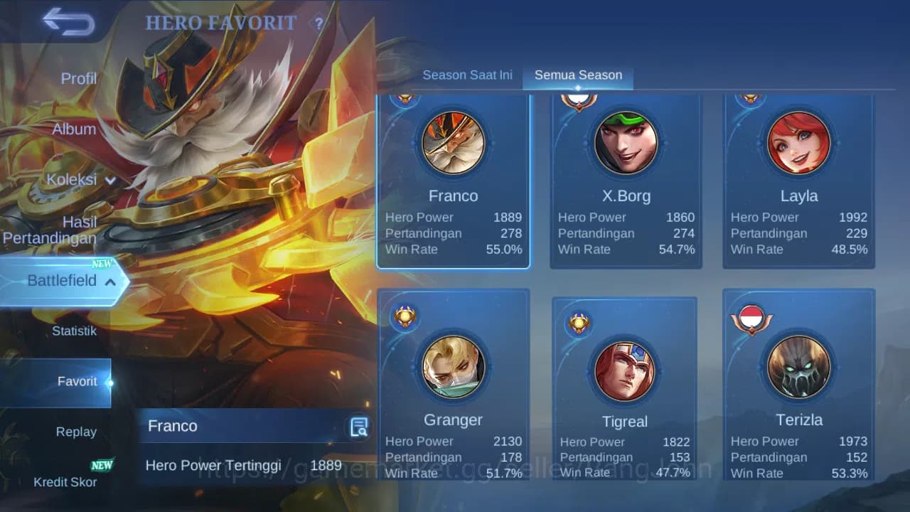 Mobile Legends: Bang Bang Accounts GLOBAL Hero 95 Skin 150 Lightborn Granger Tigreal image 14