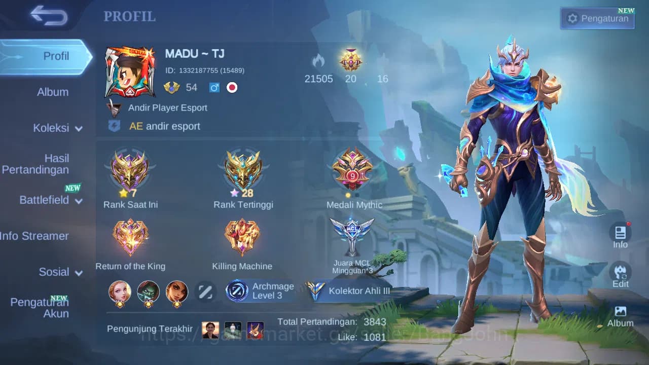 Mobile Legends: Bang Bang Accounts GLOBAL Hero 95 Skin 150 Lightborn Granger Tigreal image 15