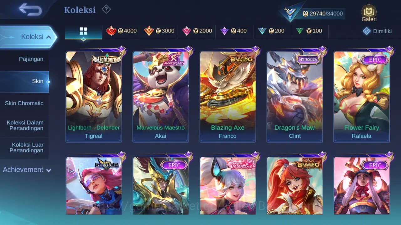 Mobile Legends: Bang Bang Accounts GLOBAL Hero 95 Skin 150 Lightborn Granger Tigreal image 2