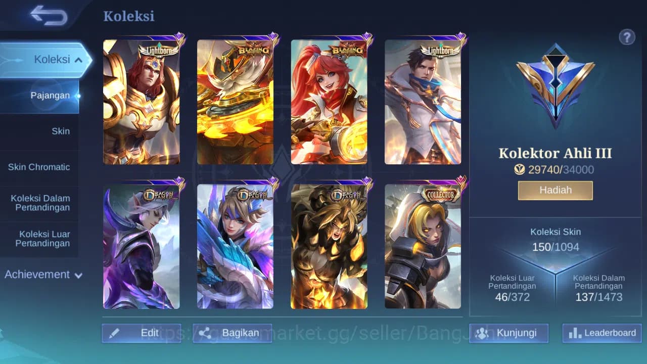 Mobile Legends: Bang Bang Accounts GLOBAL Hero 95 Skin 150 Lightborn Granger Tigreal image 9