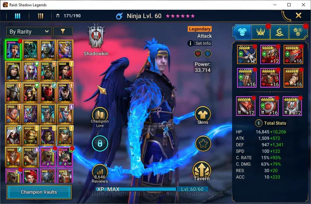 Raid: Shadow Legends Accounts Lv48 589K Power|22 Legendary(Xenomorph,Ninja,Alice image 3