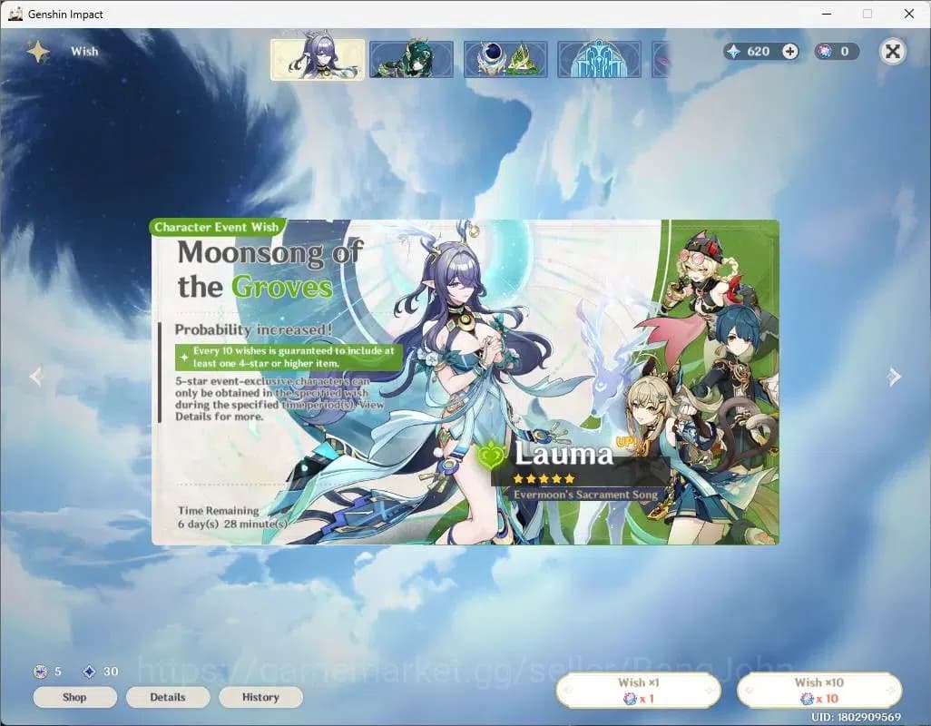 Genshin Impact Accounts ASIA|AR 58|7 Limited|Columbina,Yelan,Linnea,Nefer, image 5