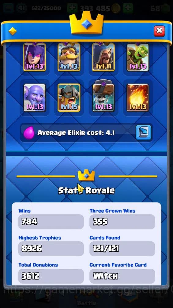 Clash Royale Accounts Lv 41|Trophy 8741|KTL 13|Limited Skin|Card 121|3 H image 3