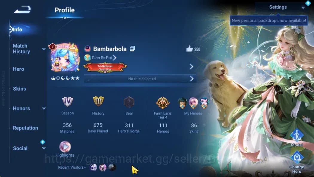 Honor of Kings Accounts Hero 111 Skin 86|2 Legend(Angela,Lam),Da Qiao(LNY2 image 2