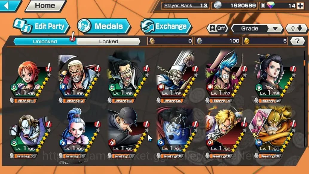 One Piece Bounty Rush Accounts Global |4 EX | GP Edward Newgate, TSC Kaido, WI Tr image 12