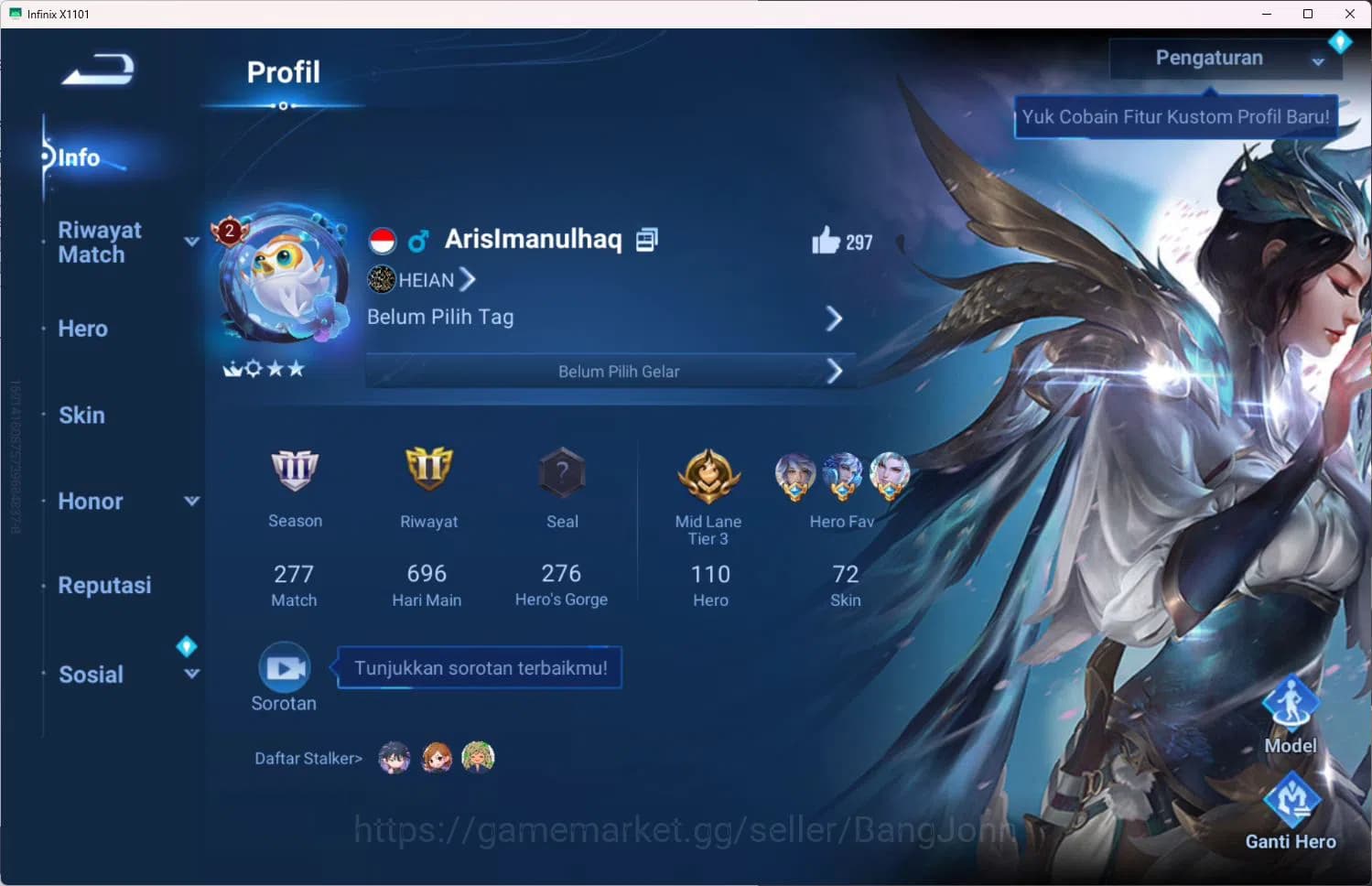 Honor of Kings Accounts GLOBAL|110HR|72SK|LEGEND=CONSORT YU|EVENT=HUANG ZO image 14