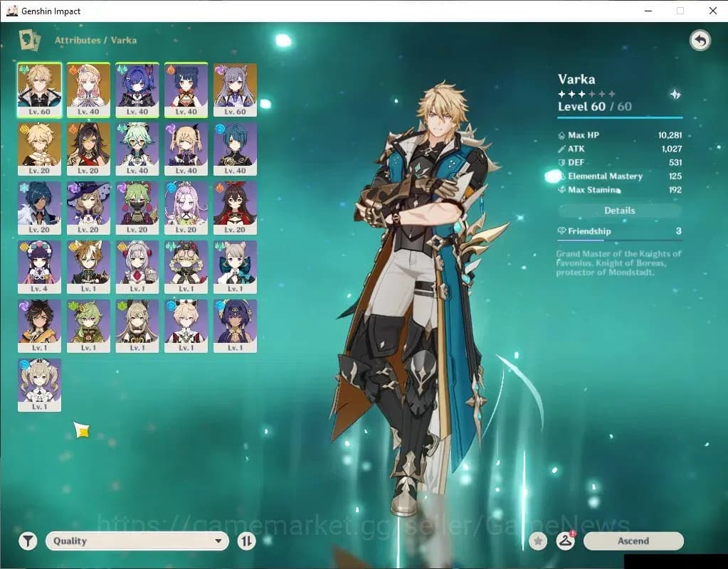 Genshin Impact Accounts ASIA|AR32|2Limited+1(*5Weapon)|Nicole,Varka|McMale image 3