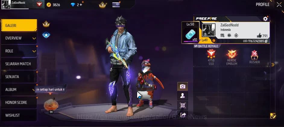 Free Fire Accounts Indonesia|M1887 Mamba GNAW|Parafal Lore Cyclone Lv image 11