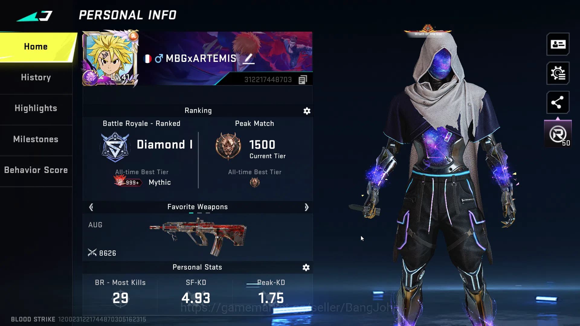 Blood Strike Accounts ASIA| ETERNAL Scorpious Voucher|7DS AK47,Kar98k,QB image 1