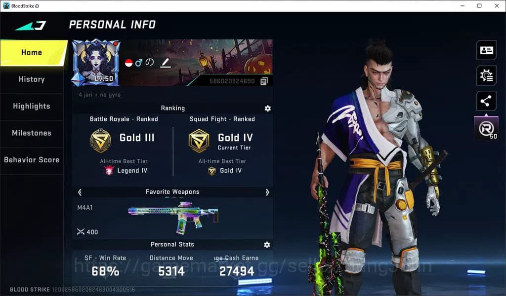Blood Strike Accounts ASIA LVL 50 GOLD ULTRA ORIGIN 12 ULTRA URB ASURA U image 1