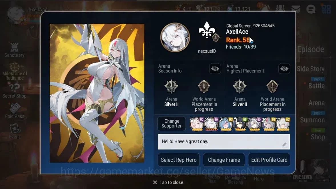 Epic Seven Accounts GLOBAL Unverif|New Era|8 ML(Salome,RoLight,NM Luna image 2