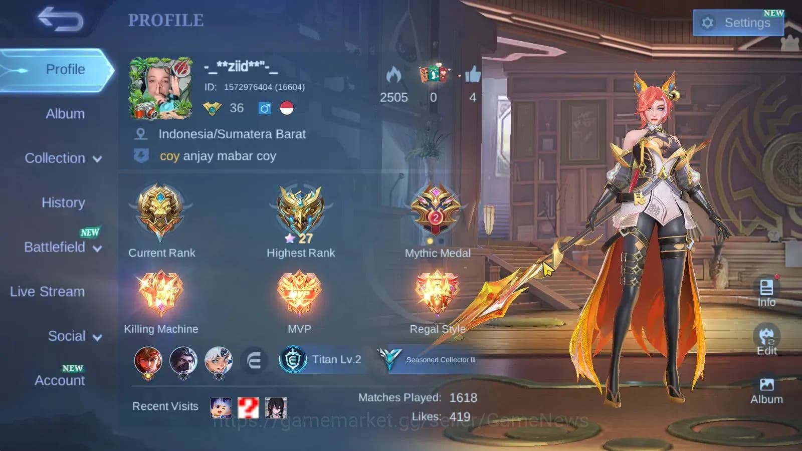 Mobile Legends: Bang Bang Accounts Hero 58|Skin 88|High Honor 27|SABER[Saber,Layla,Jo image 2