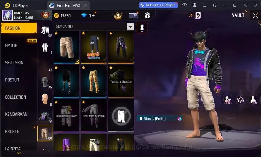 Free Fire Accounts Indonesia | Vault 72 | SG Lumut | Bundle Emoji | K image 11