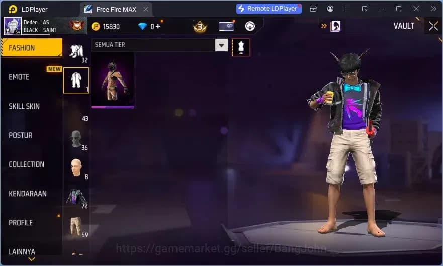 Free Fire Accounts Indonesia | Vault 72 | SG Lumut | Bundle Emoji | K image 16