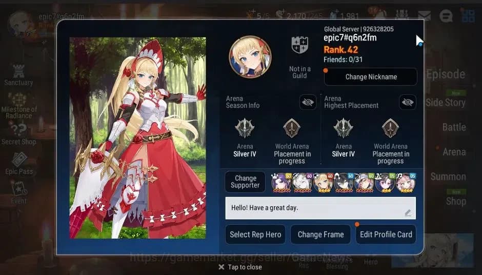 Epic Seven Accounts Global|UnVerif|5 ML(Salome,STayaou,Straze,Etc)+Set image 2