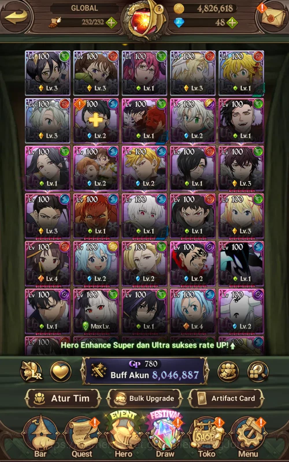 The Seven Deadly Sins: Grand Cross Accounts GLOBAL | 8M CC | 6 LR , 14 UR , 14 Collab | cek SS image 10