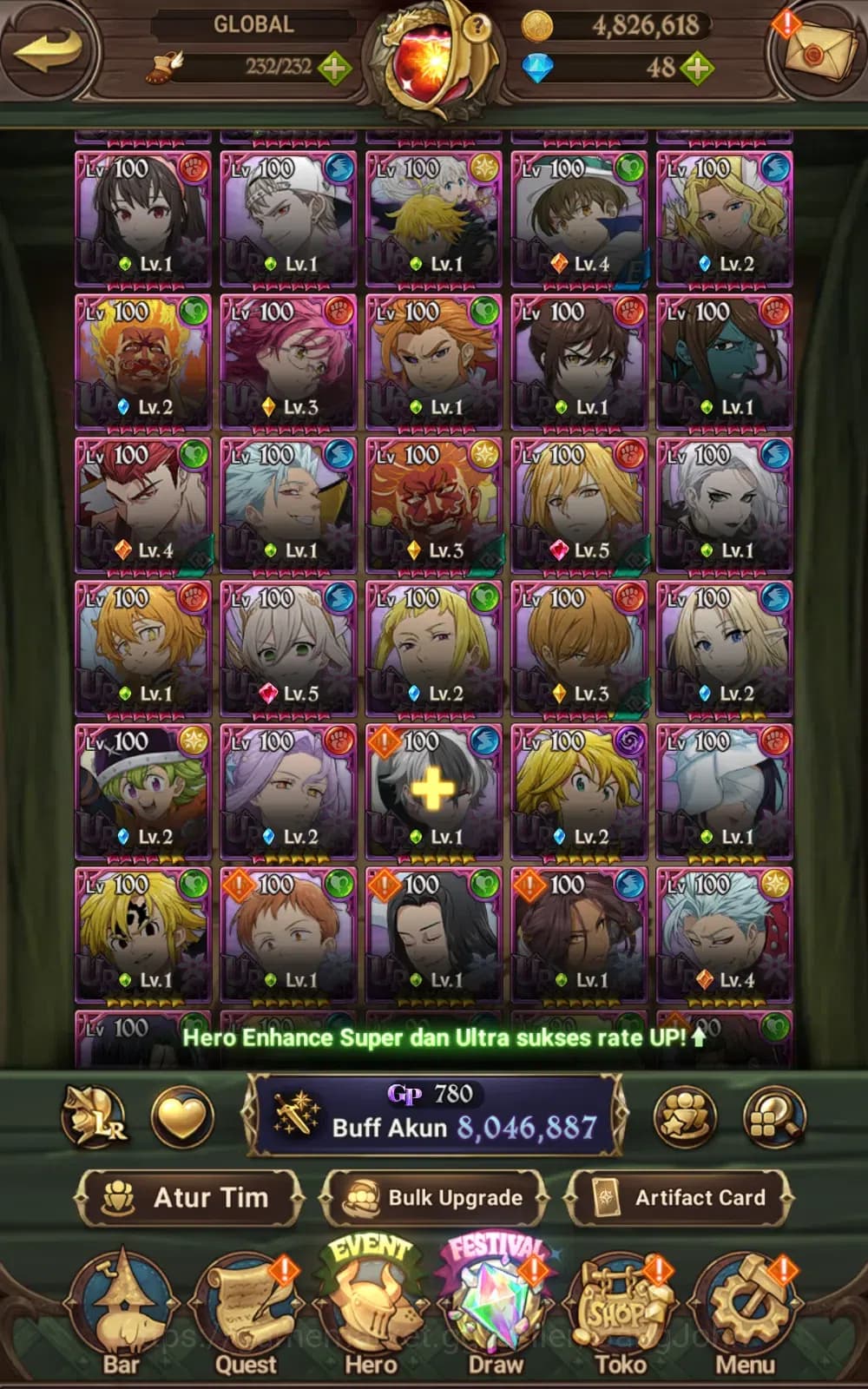 The Seven Deadly Sins: Grand Cross Accounts GLOBAL | 8M CC | 6 LR , 14 UR , 14 Collab | cek SS image 11